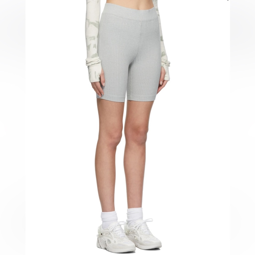 Grey Melange Rib Biker Shorts - Helmut Lang